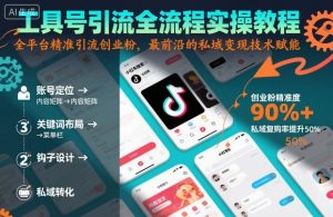 工具号引流全流程保姆级实操教程，全平台精准引流创业粉，最前沿的私域变现技术赋能-每日必学网