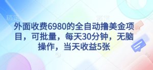 外面收费6980的全自动撸美刀项目，可批量，每天30分钟，无脑操作，当天收益5张【揭秘】-每日必学网