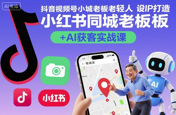 久爱副业网,网赚项目,网赚论坛博客网分享抖音视频号小红书同城老板轻人设IP打造+AI获客实战课，人设打造-算法拆解-拍摄剪辑-内容运营-AI创作
