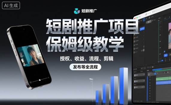短剧推广项目保姆级教学,授权、收益、流程、剪辑,发布等全流程-每日必学网