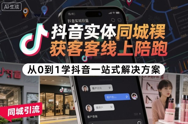 久爱副业网,网赚项目,网赚论坛博客网分享抖音实体同城获客线上陪跑，从0到1学抖音一站式解决方案