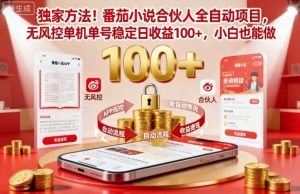 独家方法！番茄小说合伙人全自动挂G项目，无风控单机单号稳定日收益100+，小白也能做【揭秘】-每日必学网