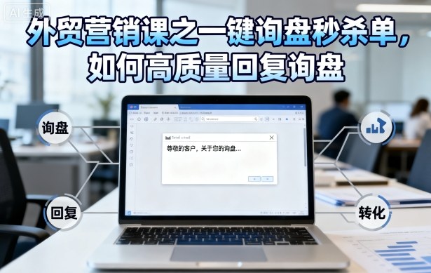 久爱副业网,网赚项目,网赚论坛博客网分享外贸营销课之一键询盘秒杀单，如何高质量回复询盘