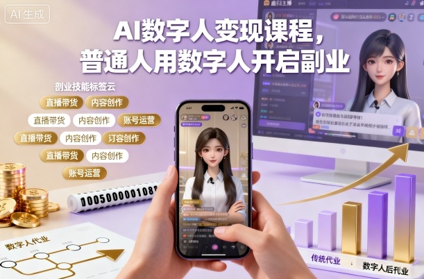 久爱副业网,网赚项目,网赚论坛博客网分享AI数字人变现课程,普通人用数字人开启副业