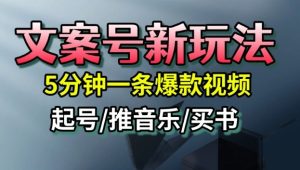 文案号新玩法，5分钟一条爆款视频，流量高，起号快，多方位变现-每日必学网