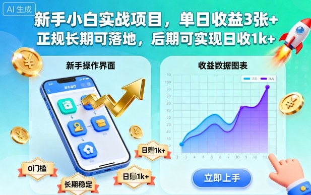 新手小白实战项目,单日收益3张+,正规长期可落地,后期可实现日收1k+【揭秘】-每日必学网