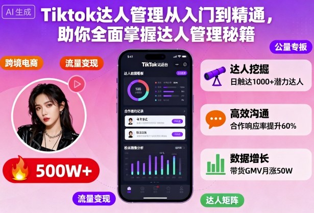 Tiktok达人管理从入门到精通,助你全面掌握达人管理秘籍-每日必学网