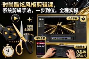 时尚酷炫风格剪辑课，系统剪辑手法，一步到位，全程实操-每日必学网