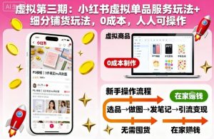虚拟第三期：小红书虚拟单品服务玩法+细分铺货玩法，0成本，人人可操作-每日必学网