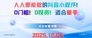 人人都能做的抖音小程序，0门槛0成本，适合新手-每日必学网
