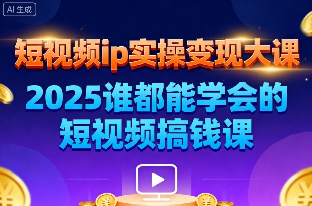 短视频ip实操变现大课,7月26-27日广州站线下课,2025谁都能学会的短视频搞钱课-每日必学网