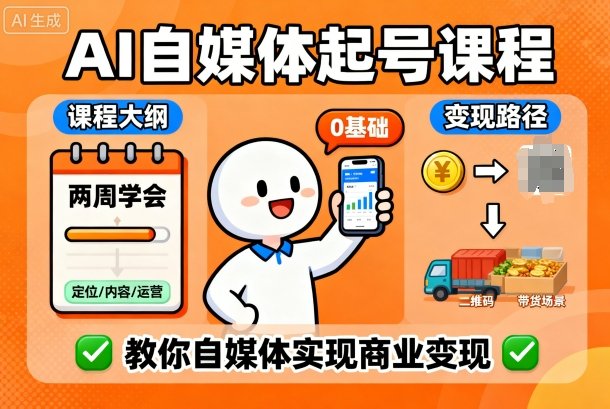 久爱副业网,网赚项目,网赚论坛博客网分享AI自媒体起号课程，0基础小白两周学会，教你自媒体实现商业变现