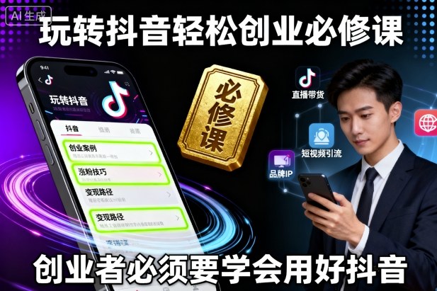 久爱副业网,网赚项目,网赚论坛博客网分享玩转抖音轻松创业必修课，创业者必须要学会用好抖音
