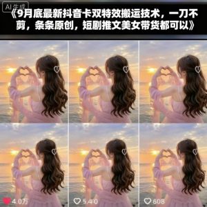 9月底最新抖音卡双特效搬运技术，一刀不剪，条条原创，短剧推文美女带货都可以-每日必学网