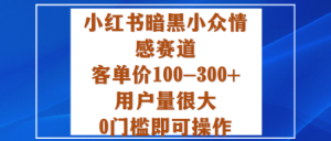 小红书暗黑小众情感赛道，客单价100-300+用户量很大，0门槛即可操作-每日必学网