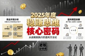 2025年度稳賺思维老板创业营，拆解2025年新商业环境下，企业实现持续盈利的核心密码-每日必学网