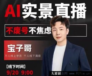 宝子哥9月20线下课11期AI实景直播+超清晰课件(价值5000元)_-每日必学网