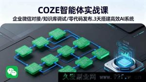 （16033期）COZE智能体落地实操 企业微信集成/知识库优化/零代码部署 3天打造高效AI应用-每日必学网