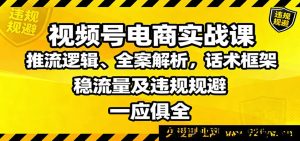 视频号电商带货从0到1起号实战课：流量密码与推流机制、直播间运营全套攻略、高转化话术模板与变现技巧、提升稳定流量及爆款打造、避坑指南与防封号技巧-每日必学网