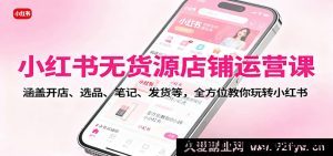 小红书无货源电商运营教程：开店流程+选品技巧+爆款笔记+一件代发，从0到1新手快速上手-每日必学网
