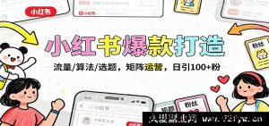 小红书热门笔记制作：流量密码/算法逻辑/选题技巧，多账号矩阵玩法，日涨100+精准粉-每日必学网