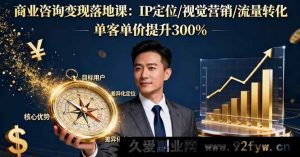（16249期）商业变现实战课：精准IP打造/视觉引流/转化策略，客单价暴涨300%-每日必学网