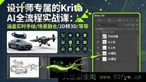 （16245期）设计师必学Krita AI进阶实战指南：掌握实时手绘/场景融合/2D转3D核心技能-每日必学网