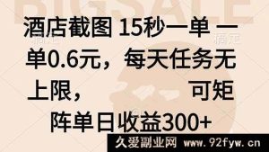 （16212期）15秒截酒店单赚0.6元，日任务无上限，矩阵操作日入300+-每日必学网