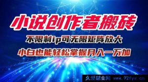 16209期小说创作者轻松搬砖玩法，不限IP超简单，可矩阵放大，小白也能轻松实现轻盈利-每日必学网