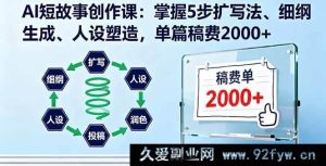 16203期AI短故事创作秘籍:五步扩写、细纲打造、人设塑造,轻松斩获单篇2000+稿费-每日必学网