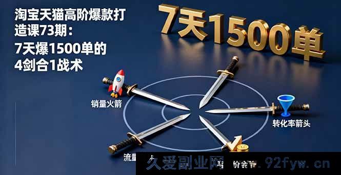 图片[1]-（16200期）淘宝天猫高阶爆款打造秘籍73期：4剑合1战术7天狂销1500单-每日必学网