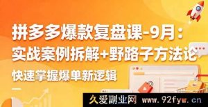 （16176期）9月拼多多爆款深度剖析课：实战案例解析与独特野路子方法，速通爆单新逻辑-每日必学网