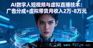 （16148期）AI数字人短视频及虚拟直播技术揭秘：广告分成结合虚拟带货月入两万至八万-每日必学网