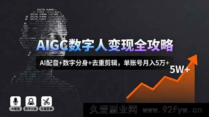 图片[1]-16143期AIGC数字人赚钱秘籍，AI配音、数字分身及去重剪辑，单账号月赚5万+新玩法-每日必学网