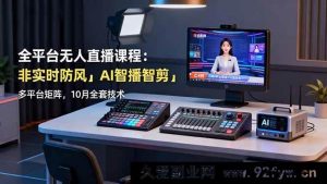 16279期全平台无人直播秘籍：非实时防风、AI智播智剪及多平台矩阵技术，10月全套大放送-每日必学网