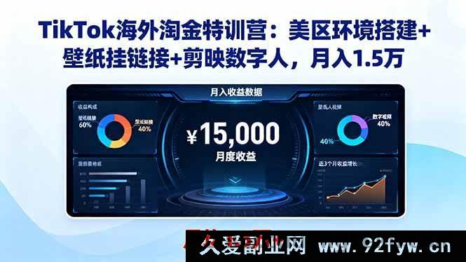 图片[1]-（16346期）TikTok美区掘金秘籍：环境搭建、壁纸挂链及剪映数字人助力月赚1.5万-每日必学网