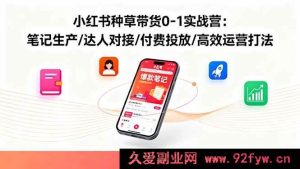 (16310期)小红书从0到1种草带货实战营:笔记创作、达人合作、付费推广及高效运营秘籍-每日必学网