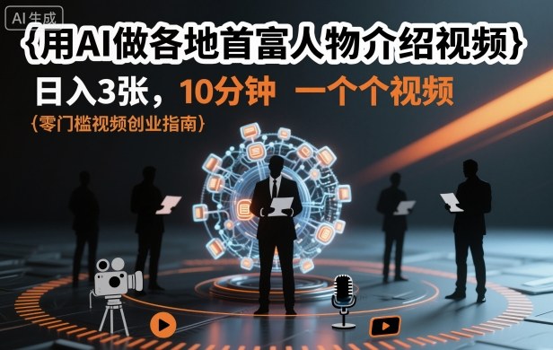 用AI做各地首富人物介绍视频，日入3张，10分钟一个视频-每日必学网