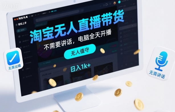 久爱副业网,网赚项目,网赚论坛博客网分享淘宝无人直播带货，不需要出镜，不需要讲话，电脑全天开播，轻松上手，日入1k+【揭秘】