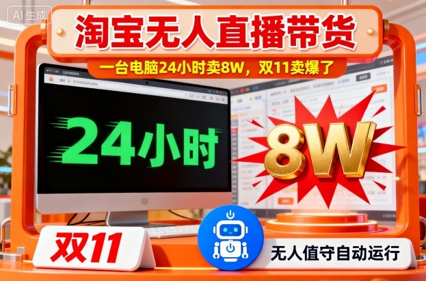 淘宝无人直播带货，一台电脑214小时卖8W，双11卖爆了【揭秘】-每日必学网