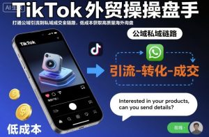 TikTok外贸操盘手,打通公域引流到私域成交全链路,低成本获取高质量海外询盘-每日必学网