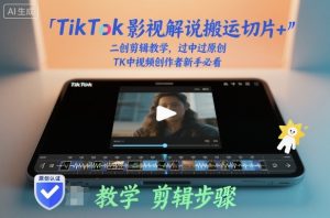 TikTok影视解说搬运切片+二创剪辑教学，过中过原创，TK中视频创作者新手必看-每日必学网