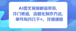 AI图文视频树苗带货，冷门赛道，流程化制作方法，单号每月几K，详细课程-每日必学网