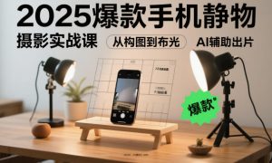 2025爆款手机静物摄影实战课,从构图到布光,不用贵设备,AI辅助出片-每日必学网