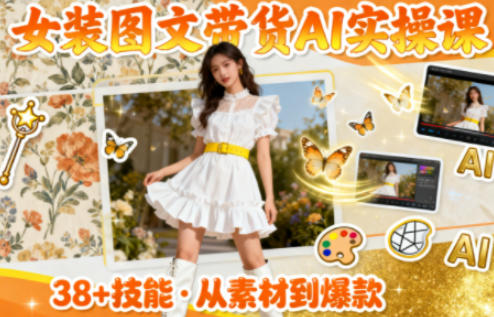 久爱副业网,网赚项目,网赚论坛博客网分享女装图文带货的AI实操课，覆盖38个实用技能，快速提升素材制作效率