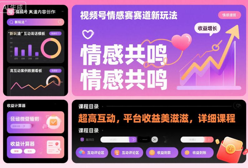 久爱副业网,网赚项目,网赚论坛博客网分享视频号情感赛道新玩法，超高互动，平台收益美滋滋，详细课程