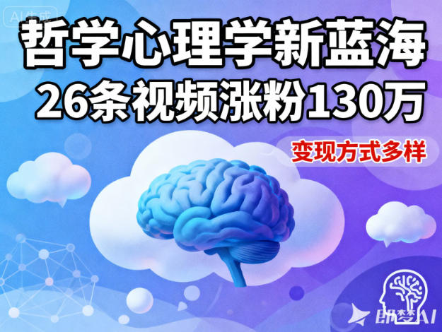 久爱副业网,网赚项目,网赚论坛博客网分享短视频新蓝海,哲学心理学赛道,26条视频涨粉130W,变现方式多样