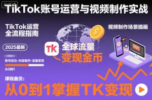 2025最新TikTok账号运营与视频制作实战全流程，从0到1掌握TK变现（含11月最新TK搬运技术）-每日必学网