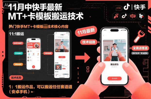 久爱副业网,网赚项目,网赚论坛博客网分享11月中快手最新MT+卡模板搬运技术,1:1搬运作品,可以搬运任何赛道(安卓手机)