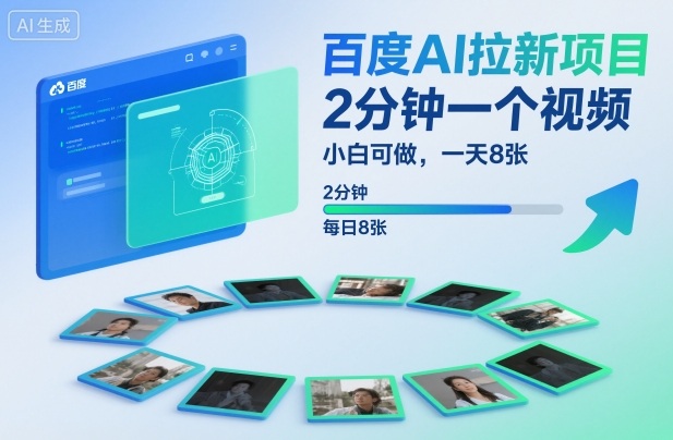 百度AI拉新项目，2分钟一个视频，小白可做，一天8张【附案例+保姆级教程】-每日必学网